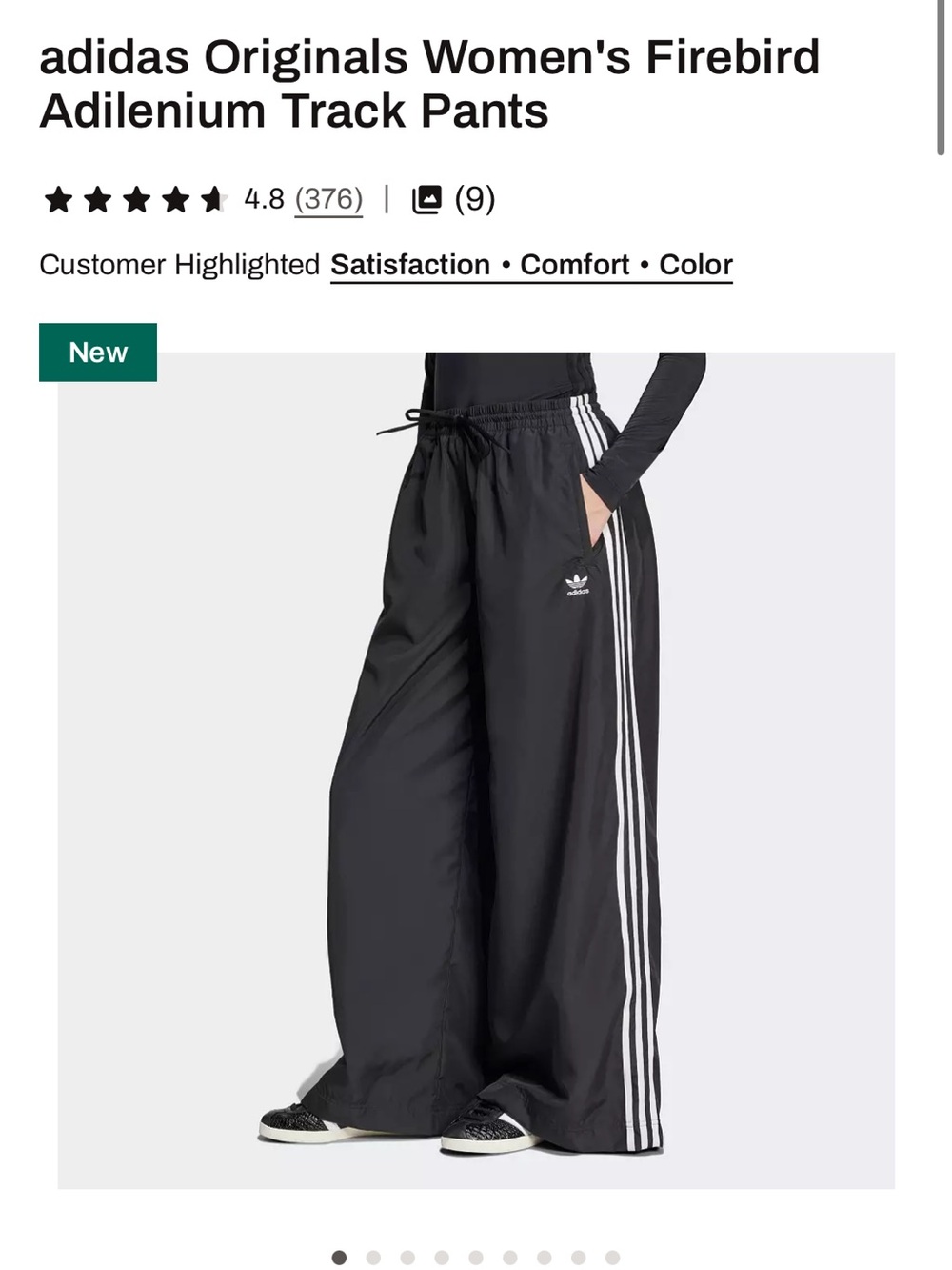 adidas Black Adilenium firebird wide leg nylon track pants NEW XL